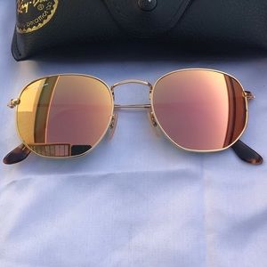 Pink lenses hexagon 3548 unisex sunglasses